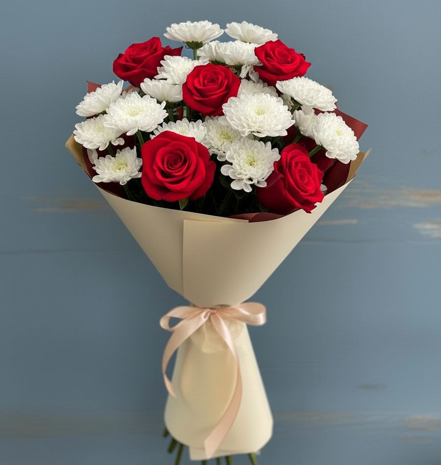 Букет цветов из: Розы и Хризантемы в Ростовановском