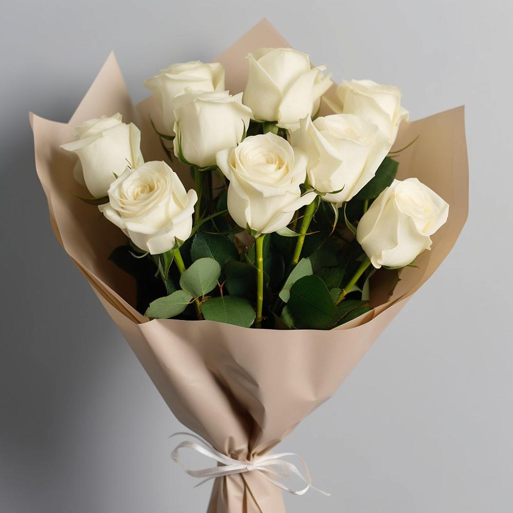 Букет 9 Белых роз Эдлесс Лав в Ростовановском