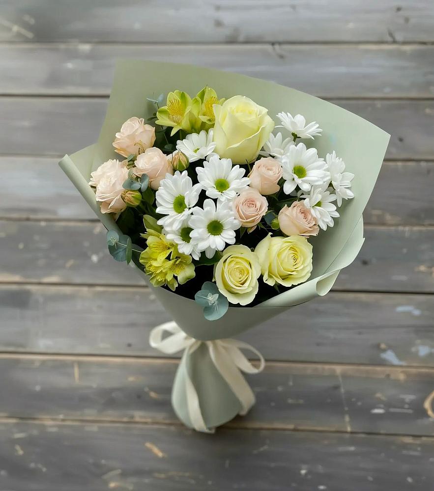 Букет цветов из: Альстромерии, Розы и Хризантемы в Ростовановском