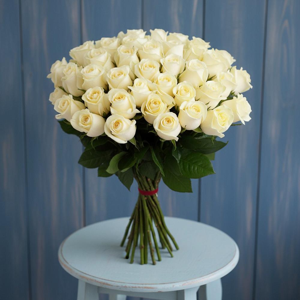 Букет 51 Белая роза Эдлесс Лав в Ростовановском