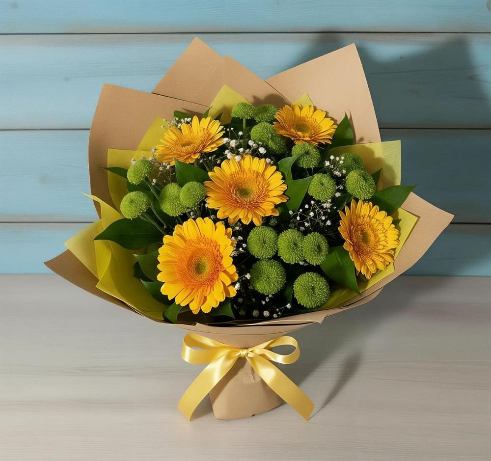 Букет цветов из: Герберы и Хризантемы в Ростовановском