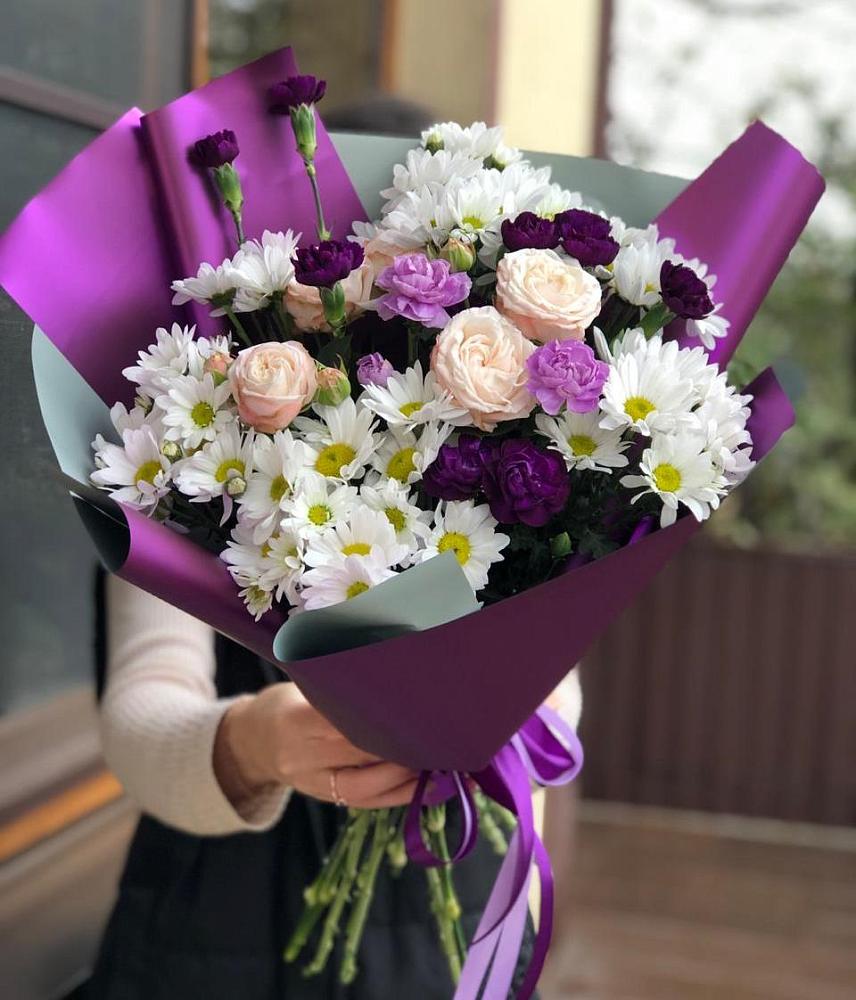 Букет цветов из: Хризантемы, Гвоздики и Розы в Ростовановском