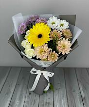 Букет цветов из:  Розы, Герберы и Хризантемы в Ростовановском