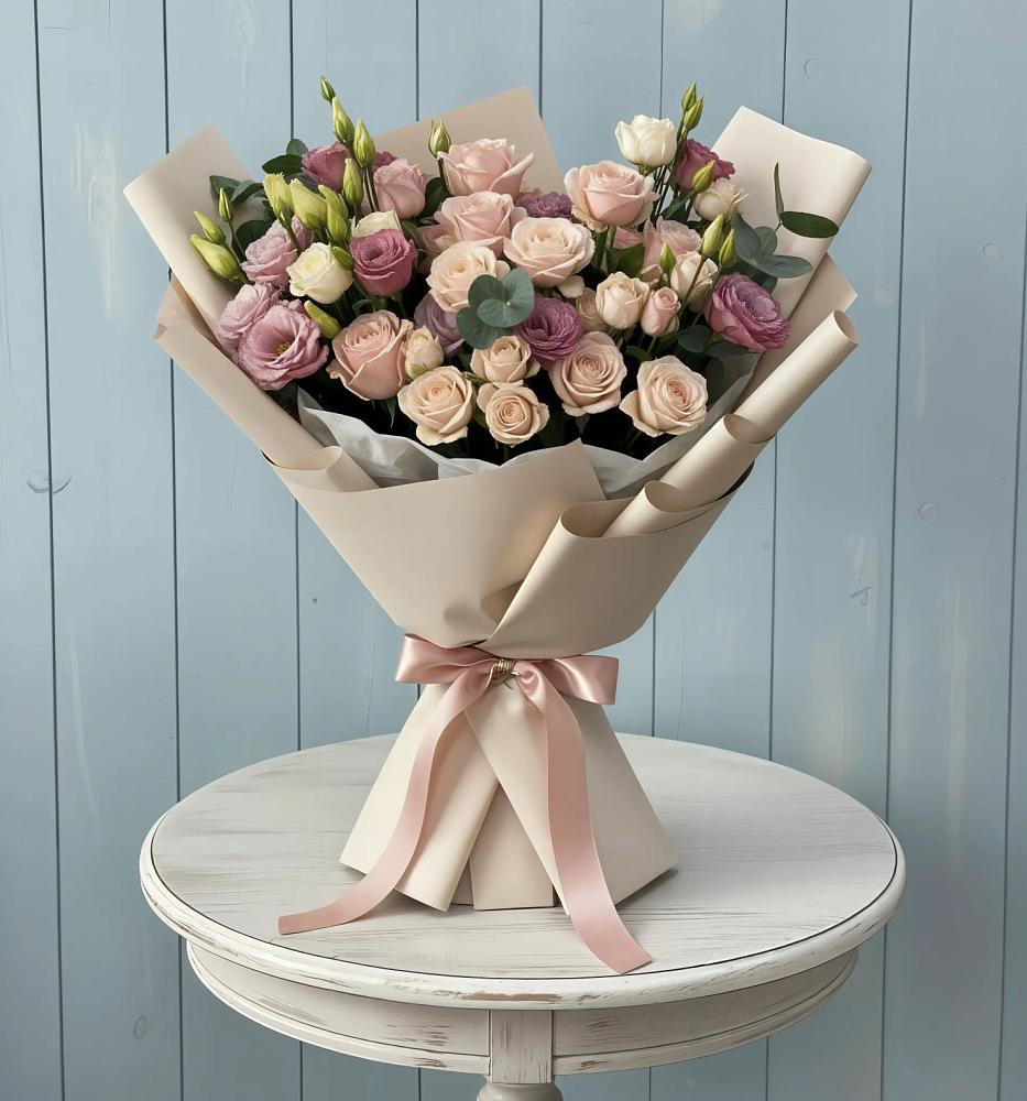 Букет цветов из: Розы и Лизиантусы в Ростовановском