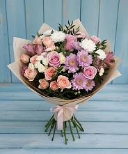 Букет цветов из:  Хризантемы, Розы и Альстромерии в Ростовановском